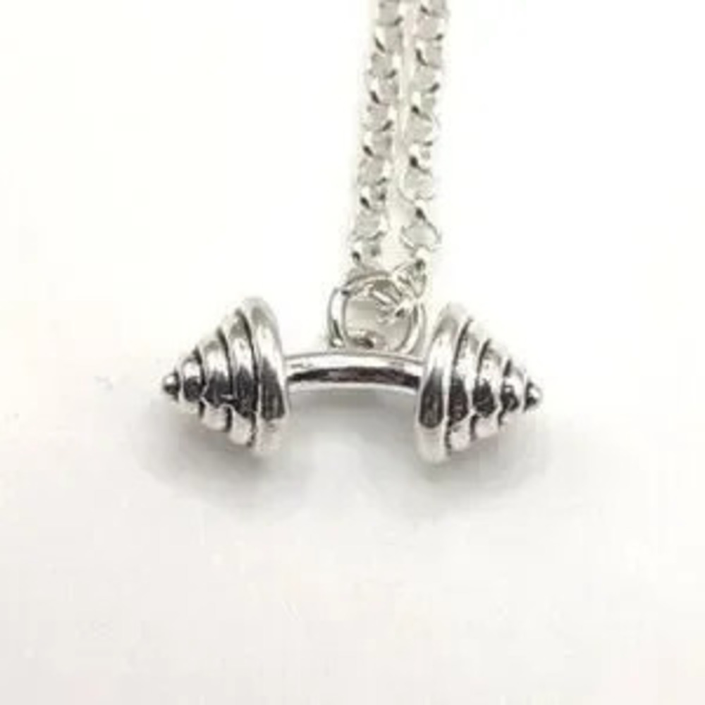 925 Sterling Silver Dumbbell Gym Necklace Workout Weightlifter Valentines Gift